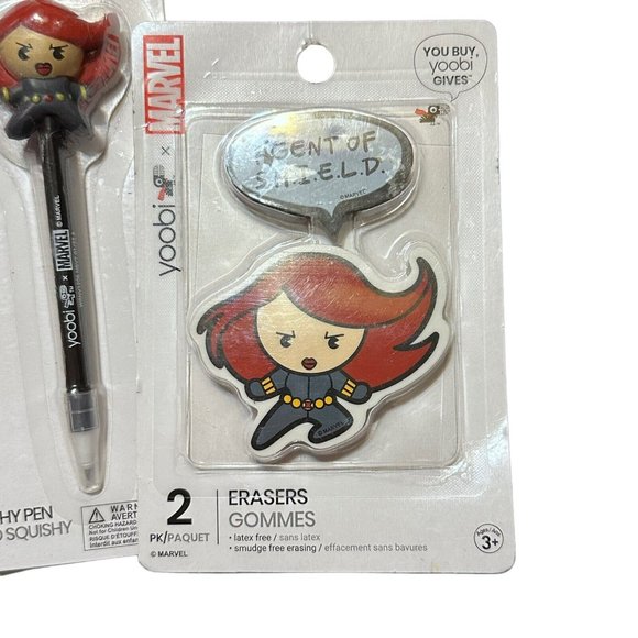 Marvel Binder Zip Pencil Case Black Widow Squishy Pen Erasers SpiderMan - Picture 2 of 6